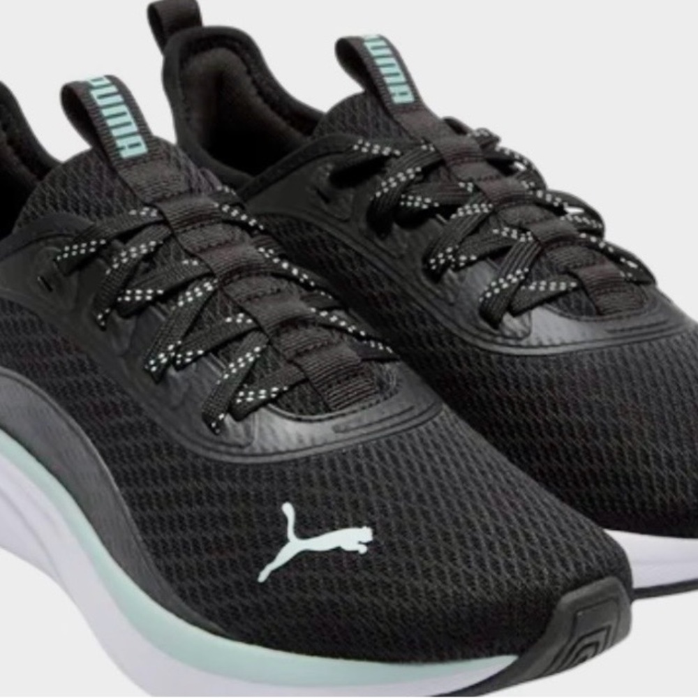 Puma Black Athletic Shoes with Breathable Mesh and Reflective Laces